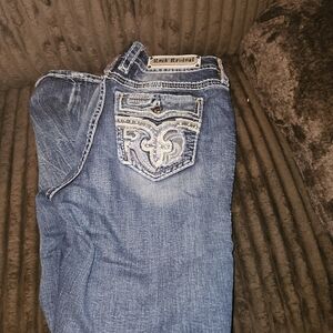 Rock Revival Women's Medium Blue Embroidered Boot Cut Jeans
